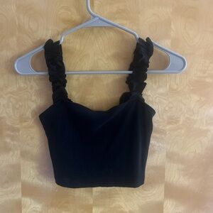 Aritzia Black Ruched Strap Tank Top